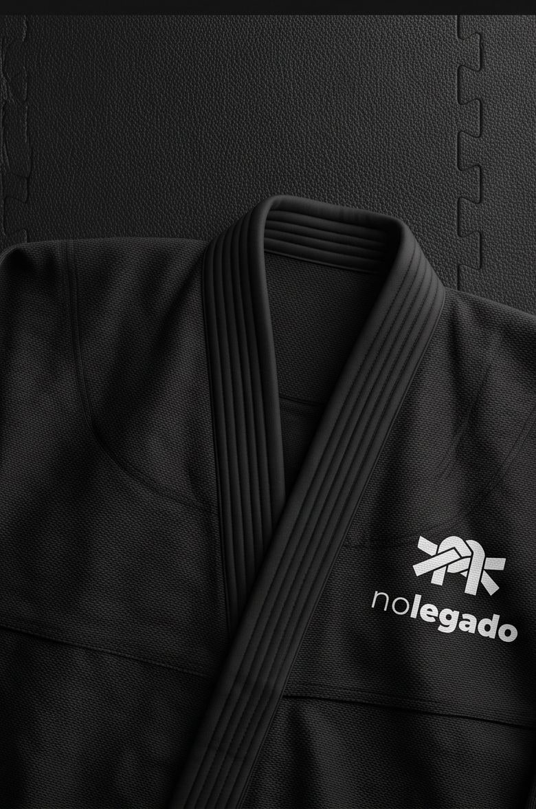 Kimono preto com o logotipo do nolegado bordado